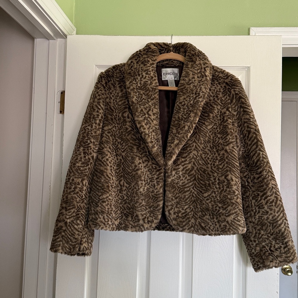 Chico's Brown Faux Fur Jacket
